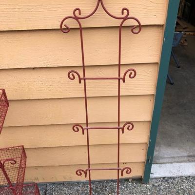318:  Red Kitchen Storage Rack and Red Plate Wall Rack 