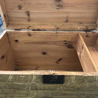 176:  Antique Solid Wood Travel Chest