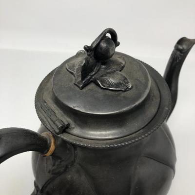 139:  Rare Stavangerflint Plate, Pewter Antique Kettle and China
