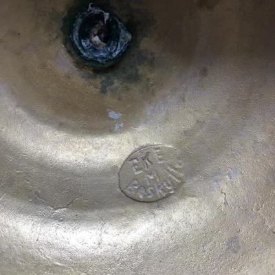189:  Solid Brass Candlestick and Antique Mortar and Pestle Skultuna Bruk 