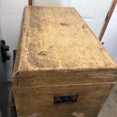 176:  Antique Solid Wood Travel Chest