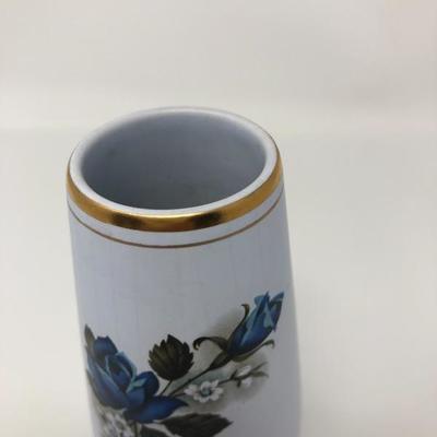 131:  Flora 'Ice Rose' Hand Painted Floral Vase  