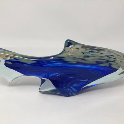 130:  Hand Crafted Glass Fish, Floral Japanese Charger and Small Fish Bowl