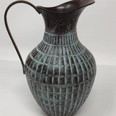 231:  Antique India Copper Pitcher/Vase, Brass Eagle and Brass Monkey's 