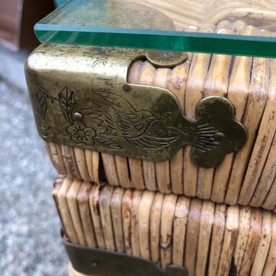 316:  Vintage Wicker Chest with Glass Top 