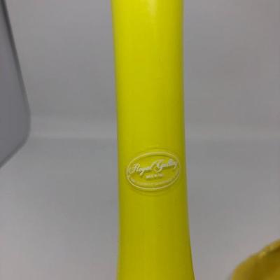193:  Mid Century Ice Bucket, Yellow Vase, China Decor and Glass
