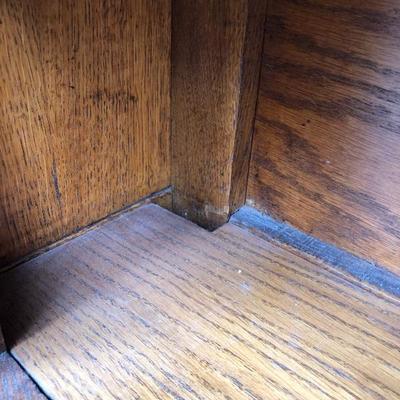 302:  Antique German Solid Wood Hand Carved Corner Hutch