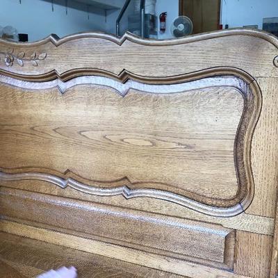 302:  Antique German Solid Wood Hand Carved Corner Hutch