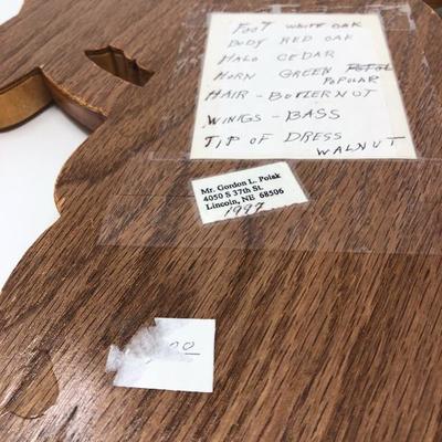 202:  Multi Wood Hand Crafted Angel, Porcelain Angels 