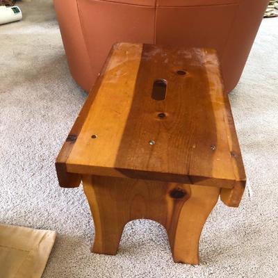 204:  Antique Tapestry and Wood Footstool 