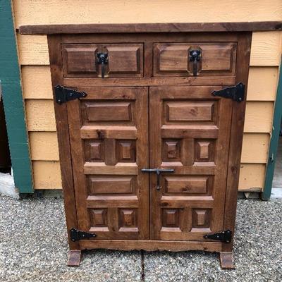306:  Antique Solid Wood Entry Cabinet