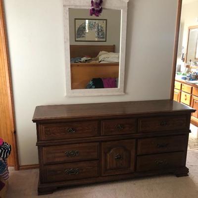 107:  Sumter Colonial Solid Wood Dresser and Hanging Mirror