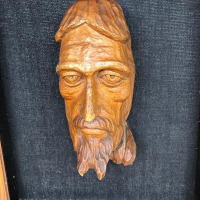 313:  Original Vintage Hand Carved Wood Head 