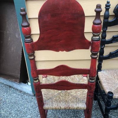 322:  Vintage Wicker bottomed Wood Chairs