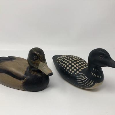 132:  Ornate Hand Painted Wood Ducks