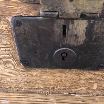 176:  Antique Solid Wood Travel Chest