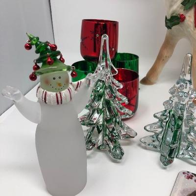 134:  Signed Handpainted Ceramic Deer and Christmas Collectibles