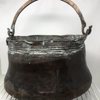 229:  Antique Middle Eastern Cauldron Copper Pot