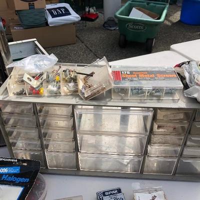 225:  Assortment of nuts and bolts including Nail Storage