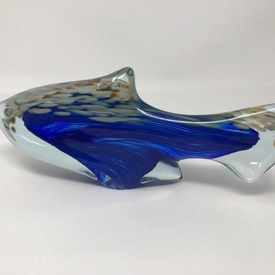 130:  Hand Crafted Glass Fish, Floral Japanese Charger and Small Fish Bowl