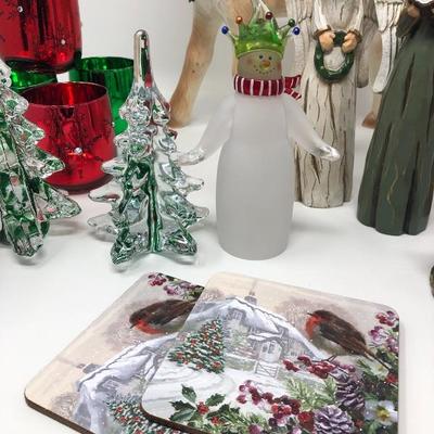 134:  Signed Handpainted Ceramic Deer and Christmas Collectibles