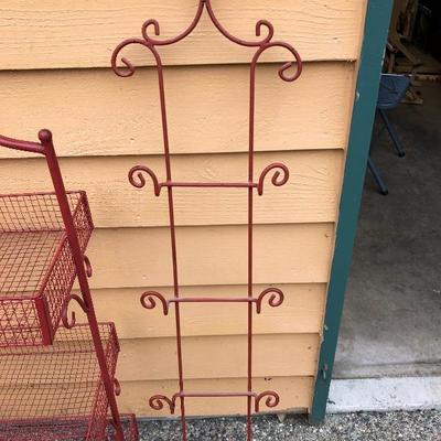 318:  Red Kitchen Storage Rack and Red Plate Wall Rack 