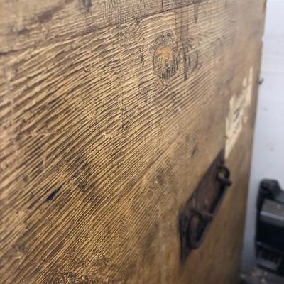 176:  Antique Solid Wood Travel Chest
