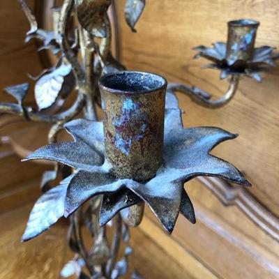 311:  Vintage Candelabra Gold Toned Leaf Design 