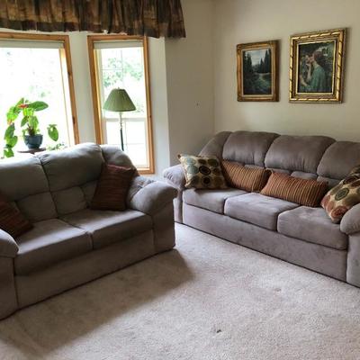 104:  Microfiber Couch and Matching Loveseat