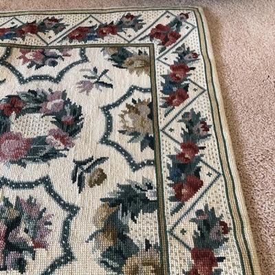 204:  Antique Tapestry and Wood Footstool 