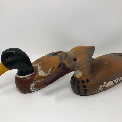 132:  Ornate Hand Painted Wood Ducks