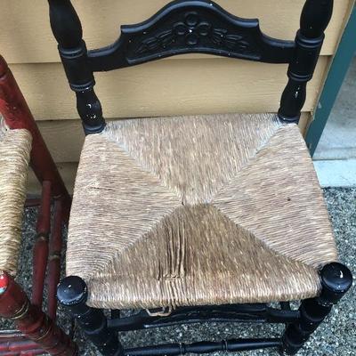 322:  Vintage Wicker bottomed Wood Chairs