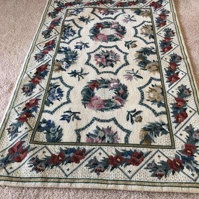 204:  Antique Tapestry and Wood Footstool 