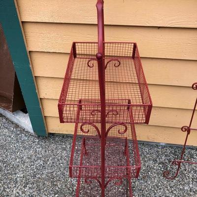 318:  Red Kitchen Storage Rack and Red Plate Wall Rack 