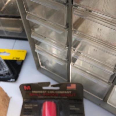 225:  Assortment of nuts and bolts including Nail Storage