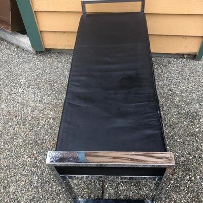 323:  Vinyl and Metal Bench Mid Century Style Bench