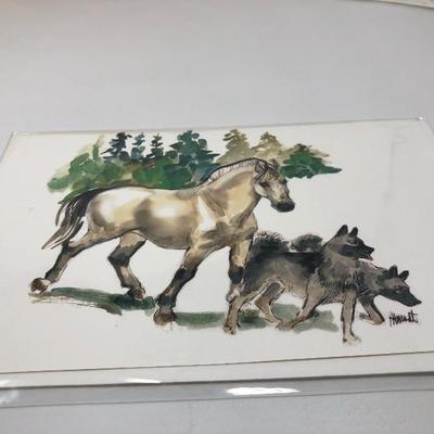 209:  Wood Letter Holder, Vintage Stationary and Signed Tiles