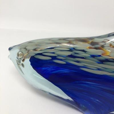 130:  Hand Crafted Glass Fish, Floral Japanese Charger and Small Fish Bowl