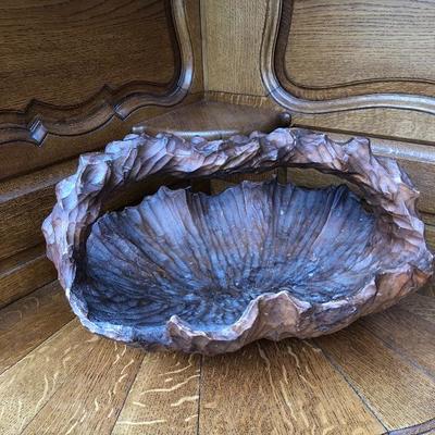 312:  Hand Carved Solid Wood Basket