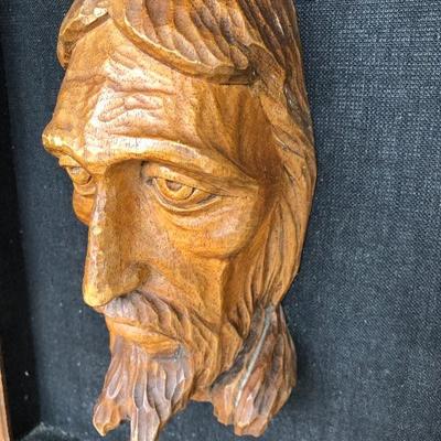 313:  Original Vintage Hand Carved Wood Head 
