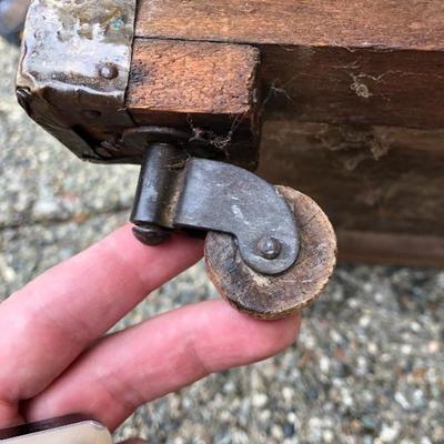 309:  Antique European  Hammered Brass Hinged Lidded Box
