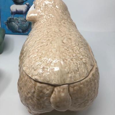 187:  Sheep Cookie Jar, Cow Pottery and Others