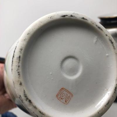 123:   Hand Painted Oriental Vases with Oriental Bowls