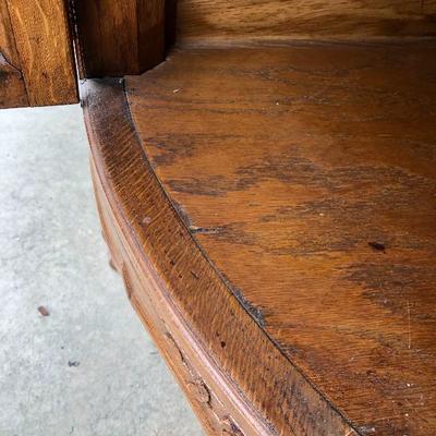 302:  Antique German Solid Wood Hand Carved Corner Hutch