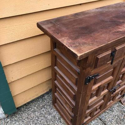 306:  Antique Solid Wood Entry Cabinet