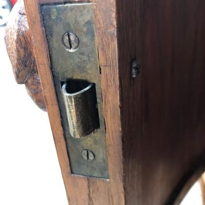302:  Antique German Solid Wood Hand Carved Corner Hutch