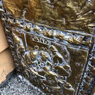 309:  Antique European  Hammered Brass Hinged Lidded Box