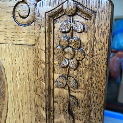 302:  Antique German Solid Wood Hand Carved Corner Hutch