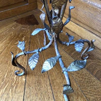 311:  Vintage Candelabra Gold Toned Leaf Design 