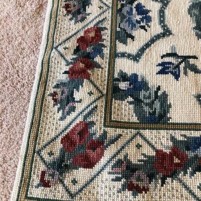 204:  Antique Tapestry and Wood Footstool 
